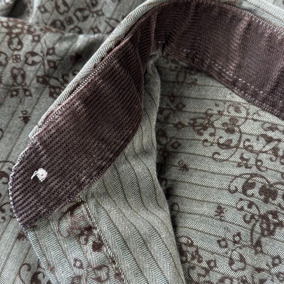 Vintage 90s Transcript Mens Shirt Brown Baroque Damask Long Sleeve Button Up - Picture 8 of 15